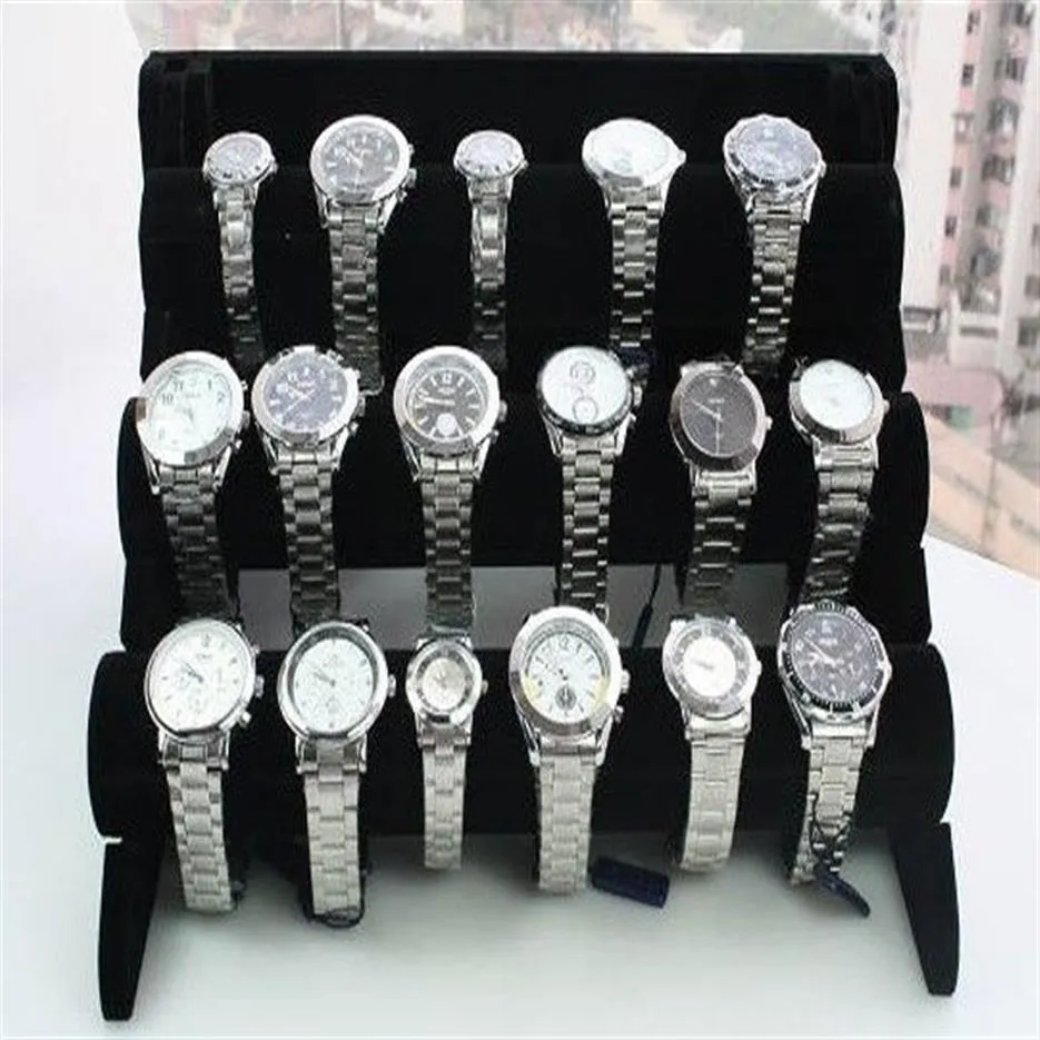 1pcs Black 3-Tier Velvet Watch Bracelet Jewelry Display Holder Stand Rack226u