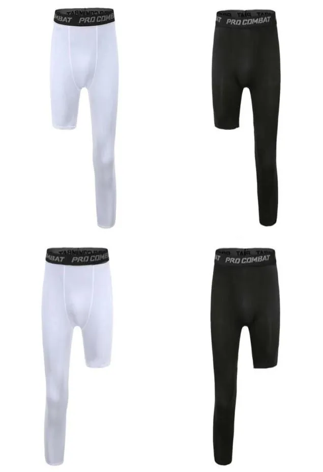 Men039S broek mannen één beencompressie 34 Capri panty Athletic Basketball Base Layer3797445