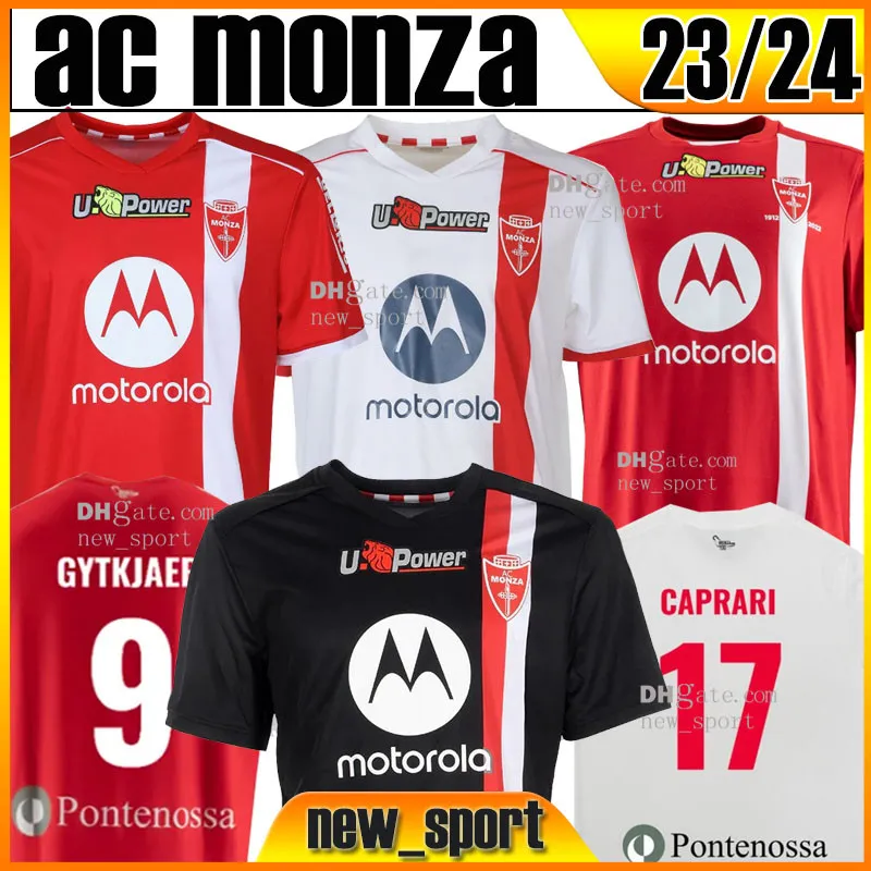 23 24 AC monza voetbalshirts CAPRARI #17 GYTKJAER #9 VALOTI #10 2023 2024 Home rood Uit wit JERSEY GYTKJAER SENSI CIURRIA nieuw sportvoetbalshirt Heren maat S-XXL Top