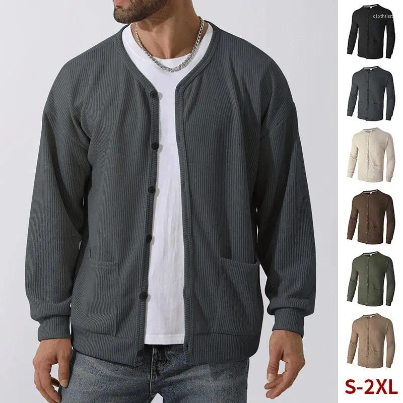 Pulls pour hommes Automne et chandail d'hiver Brand à tendance MAN MAN Cardigan à manches longues TUBE DRAIT