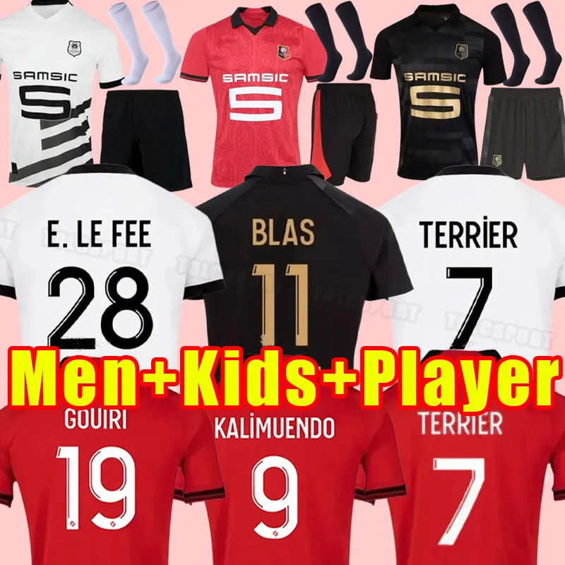 23 24 Stade Rennais Soccer Jerseys 2023 2024 Terrier Rennes fans Player Version Jersey Maillots Bourigeaud Sulemana Niang Da Majer fans Vuxna barn män full set