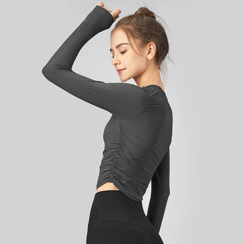 Chemises actives Cloud Casquer les femmes chemises de yoga à manches longues Blouse Fitness Sports Gym Crop Top sexy Running T-shirts Winter Girl Workout