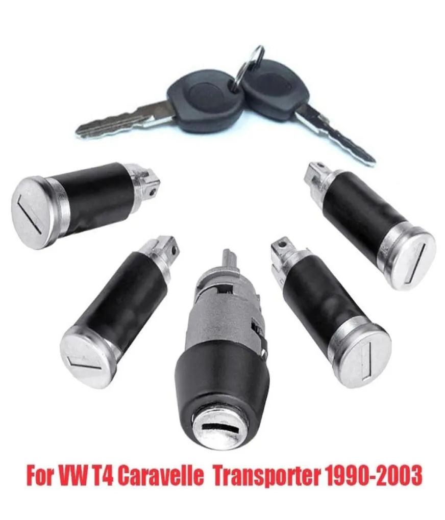 イグニッションスイッチドアロックバレルVW Caravelle T4 19902003トランスポーターダブルバーンドア2010138972579の2つのキー付きバレルセット