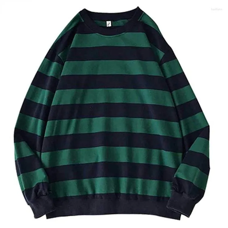 Mens Hoodies Green Striped Sweatshirts Men Youth 2023 Fashion
