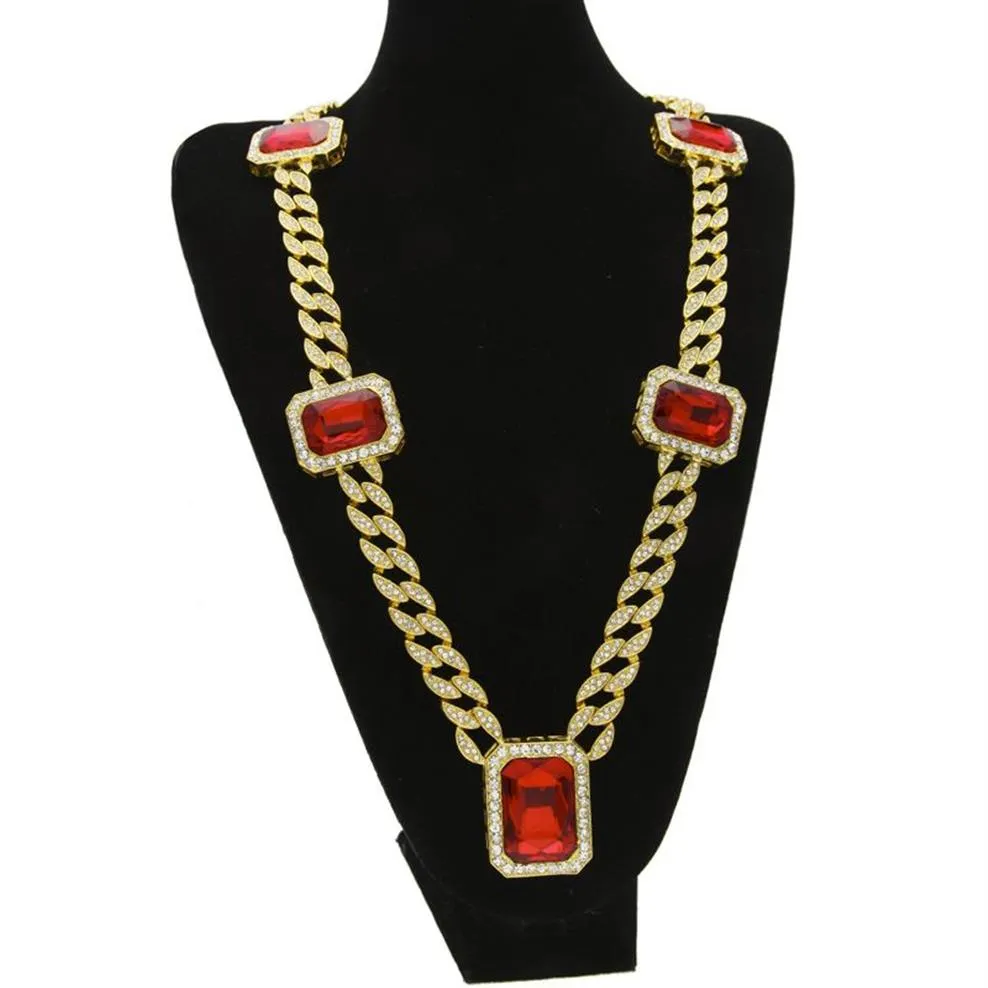 Exagerado pesado Extra Coarse Miami Cuban Link Cuban Gemstone Pends Long Chains Men Trendy Hip Hop Diamante Joyas 76cm G297i