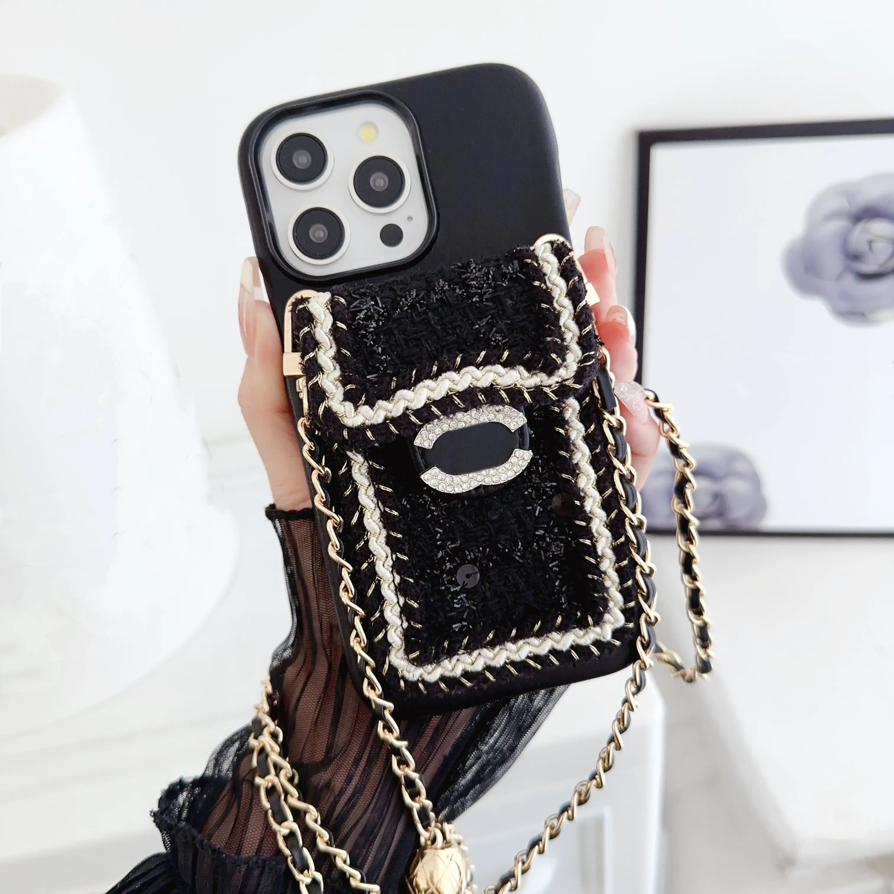 iPhone 15 Pro Max Case Case Card Card Case Designer Crossbody Case Apple iPhone 14 Pro 13 12 14Plus 15 Plus Case Brand Women Wallet Mobile Cover Strap