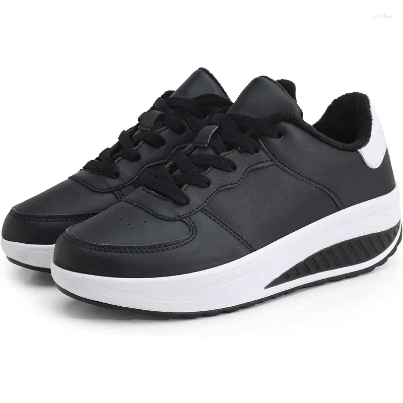 Dress Shoes Women's Winter Thermal Platform Sneakers Lace Up Low Top Running Footwear