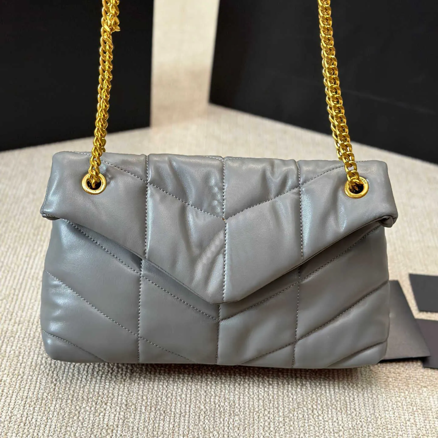 Mirror Quality Puffer Loulu-Bag dames luxe designer kettingzakken tote schouder crossbody handtassen klassieke echte lambskinehond zacht lederen portemonnee portemonnee 231215