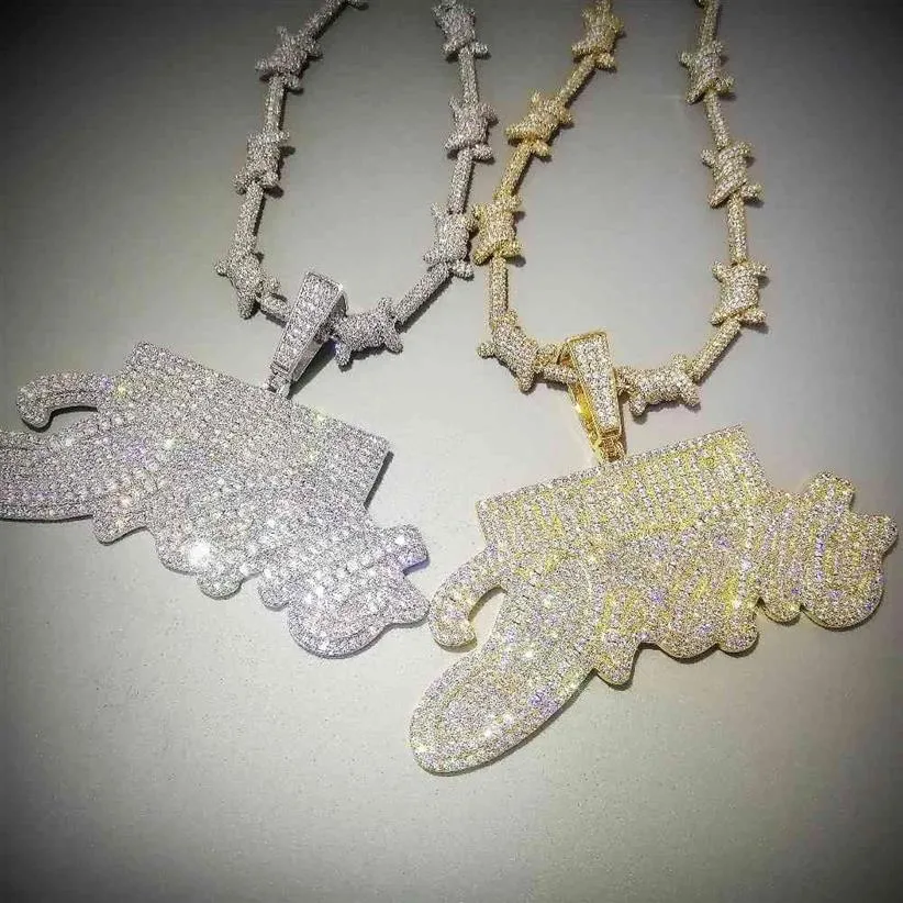 Bling Iced Out Letters DREAM RICH Pendant Necklace 2 Colors Luxury AAA Zircon Rapper Hip Hop Jewelry 2103302629