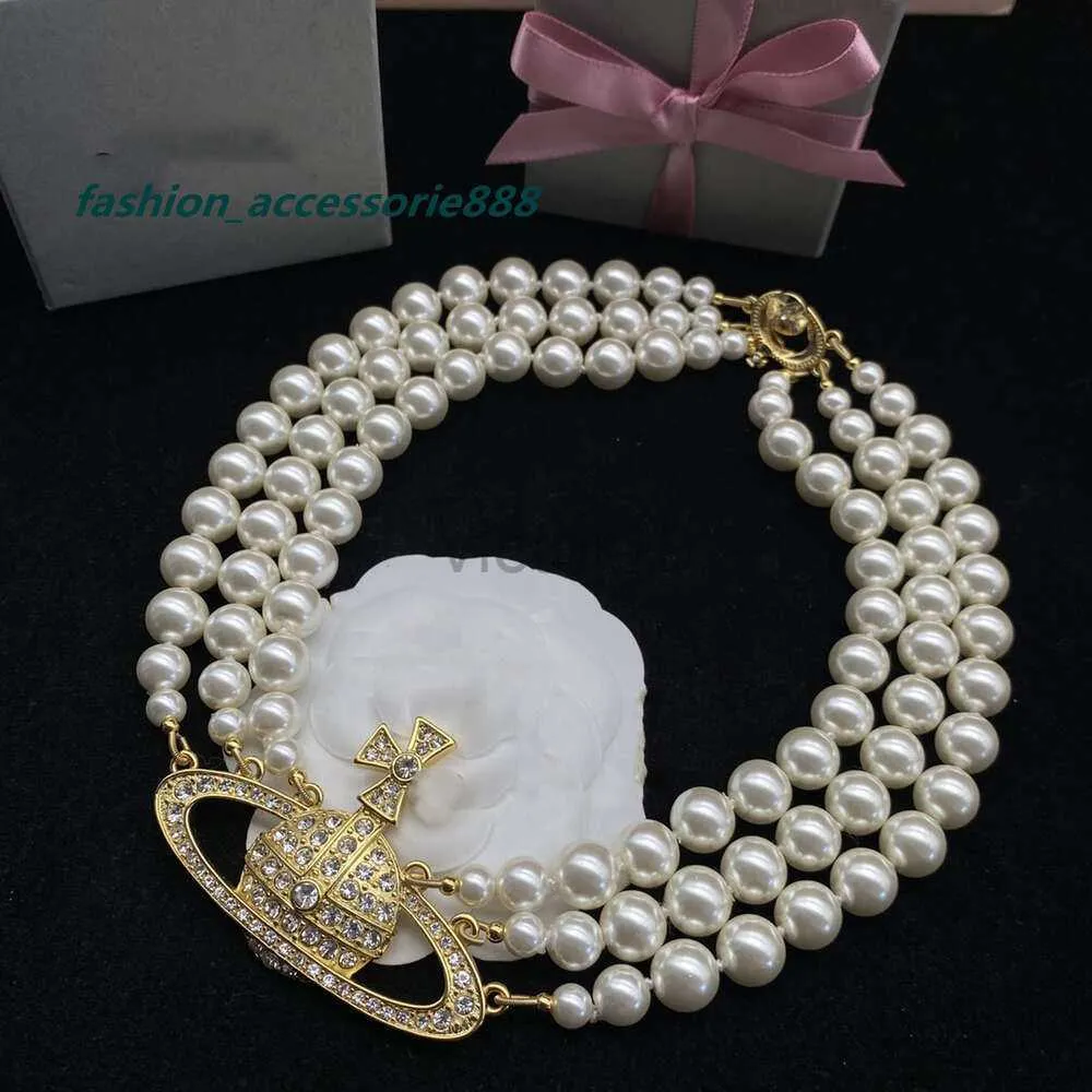 Fashion Brand Designer Pendant Necklaces Letter Viviene Chokers Luxury Women Jewelry Metal Pearl Necklace cjeweler Westwood For Woman Chain fdty456 PD20