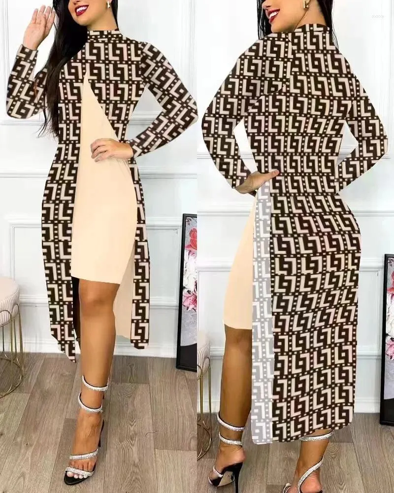 Casual jurken 2023 Vrouwen sparen asymmetrische mouwloze jurk elegant sexy bodycon midi werkkleding hoge nek feestje