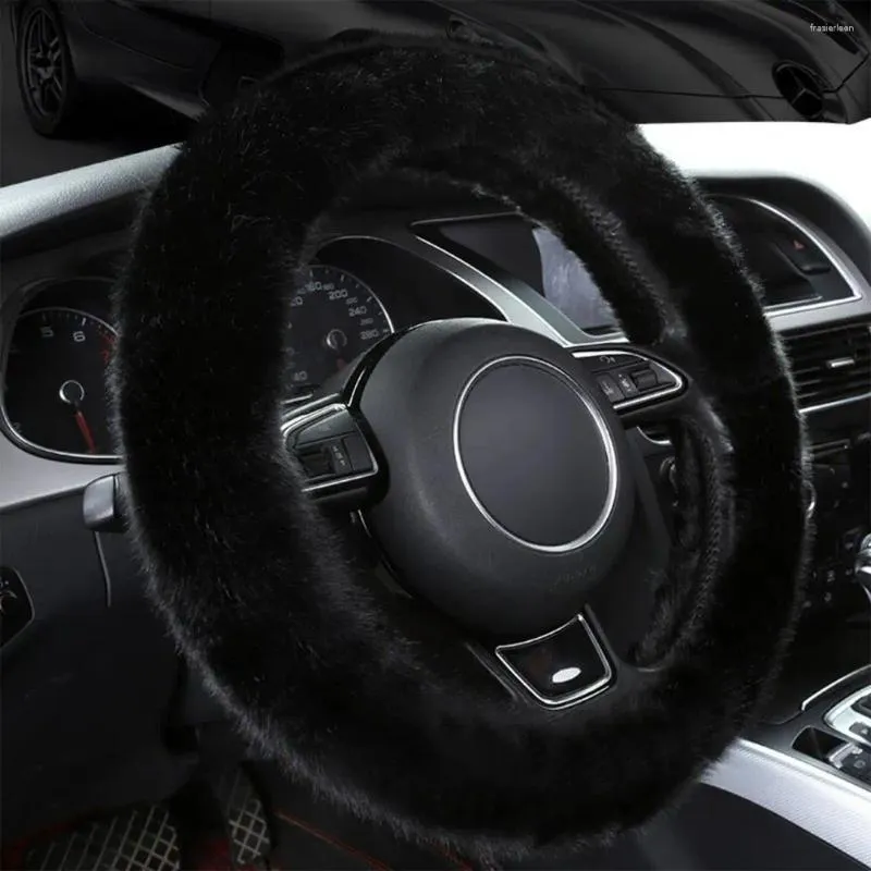 Рулевое колесо покрывает сплошное цветовое покрытие плюшевой универсальный мягкий автомобиль зима тепло для мужчин