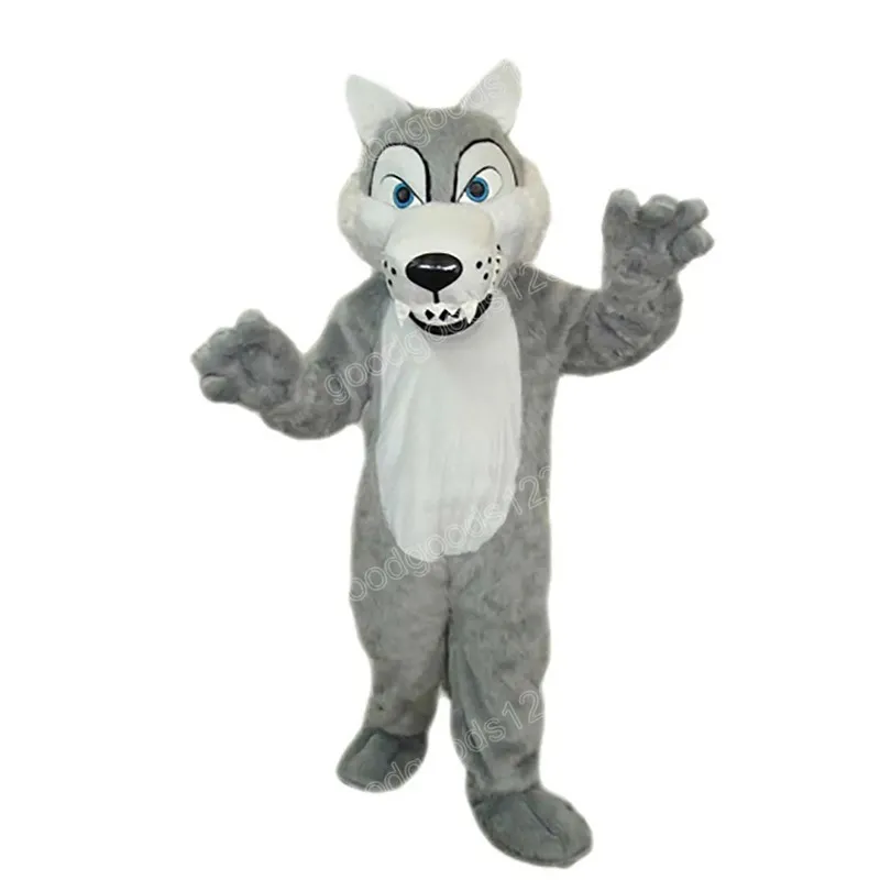 Fantas de mascote de lobo cinza