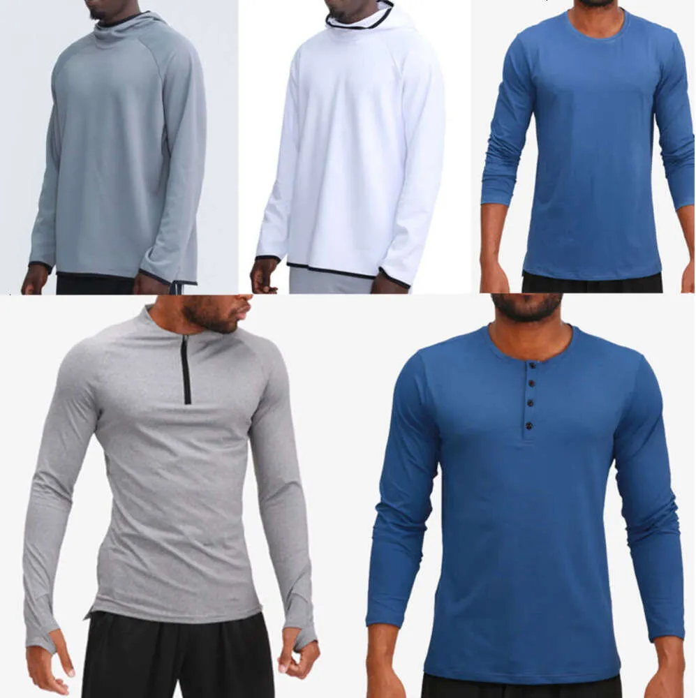 Lulu Mens Tenfit Hoodies T-shirts Yoga Tshirt Lulu Sports Raising Hans Wear Usastic Fitness Colls 8779