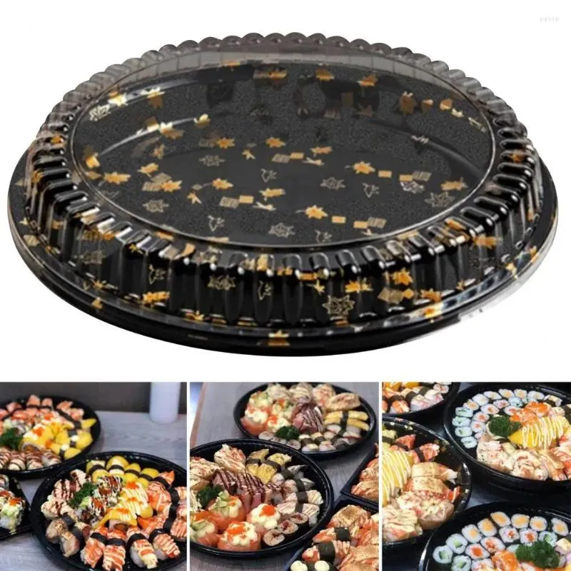 Bandejas de catering duráveis elegantes da bandeja reciclável reusável do sanduíche das placas com tampas para a bandeja redonda do sushi da festa