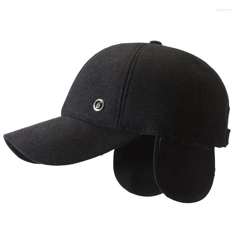 Ball Caps Hats With Ear Muffs Men Autumn Winter Warm Cold Cap Outdoors Baseball Comfort Earmuffs Casquette For Dad Adjustable Bone