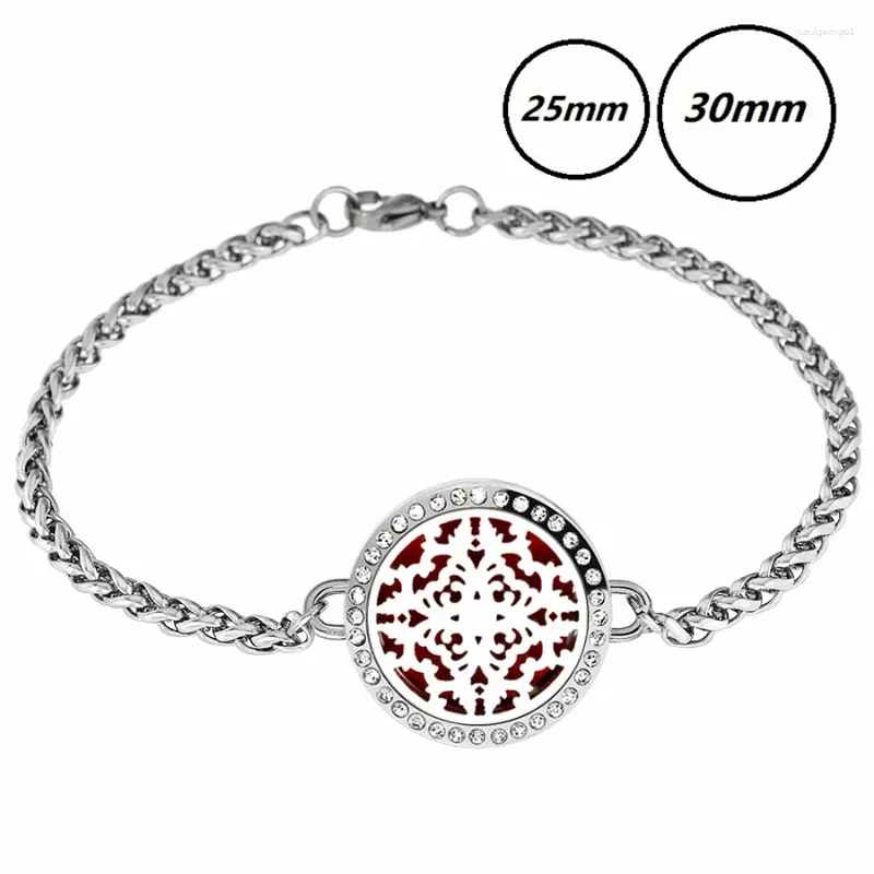 Charm Bracelets 25mm 30mm Diffuser Locket With Crystals Stainless Steel Bracelet Free 10 Pads