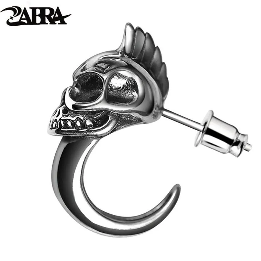 Zabra 925 Sterling Gümüş Kafatası Saplama Erkek Küpe Vintage Siyah Küpe Erkekler Punk İskelet Saplamaları Erkekler için Biker Takı 1 PCS CX2006236U