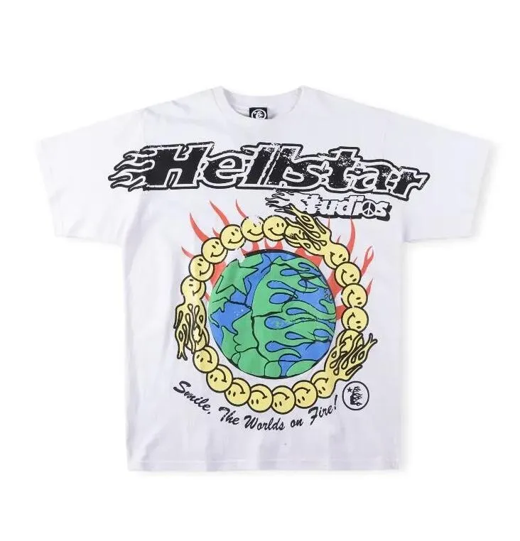 Hellstar mens designer t shirt överdimensionerade män tshirt casual kort ärm överdimensionerad andningsbrev tryckt tryck bomullstshirts skjortor kläder