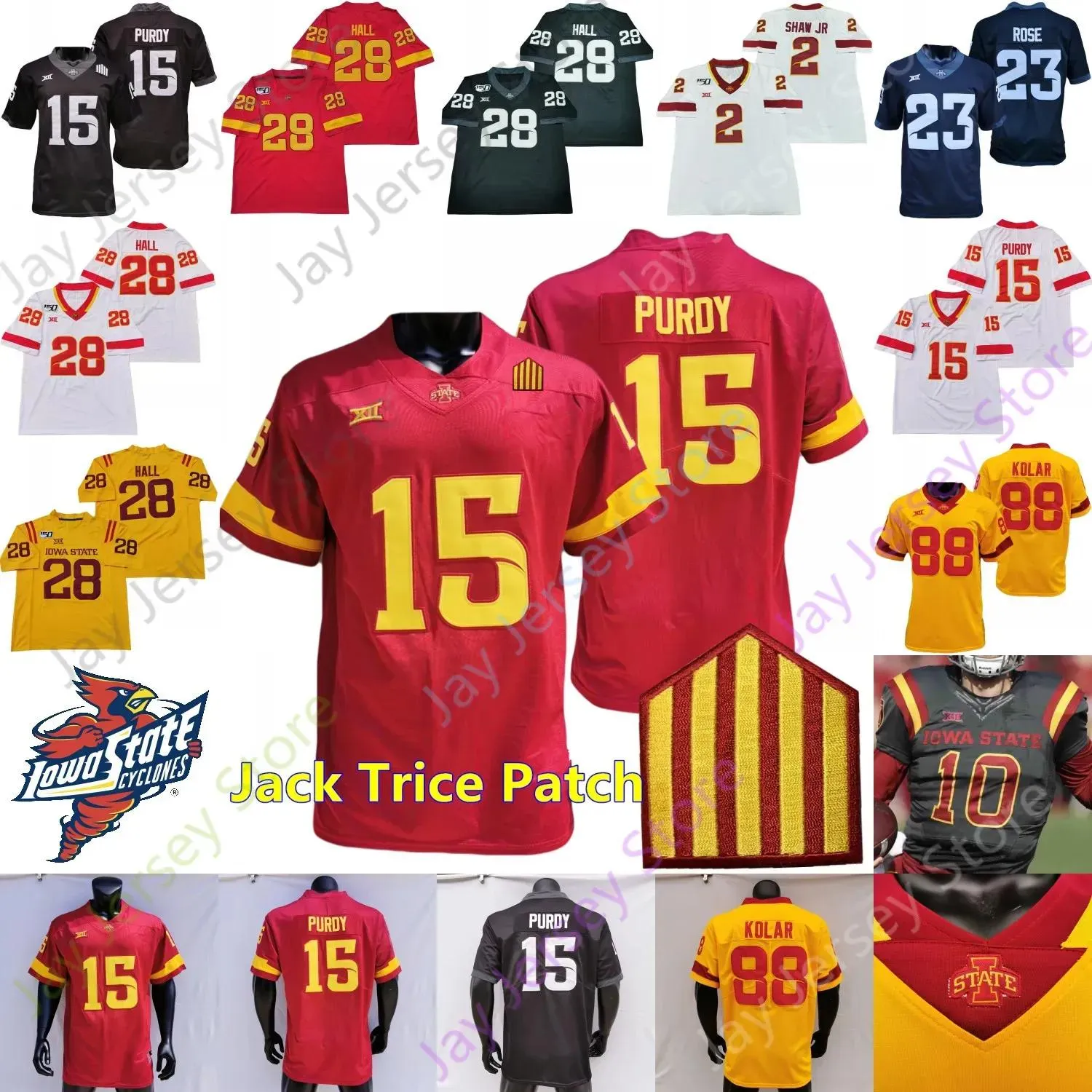 Iowa State Cyclones ISU Football Jersey NCAA College Rocco Becht Brock Purdy Caleb Bacon kartevious Norton Benjamin Brahmer Abu Sama III COO