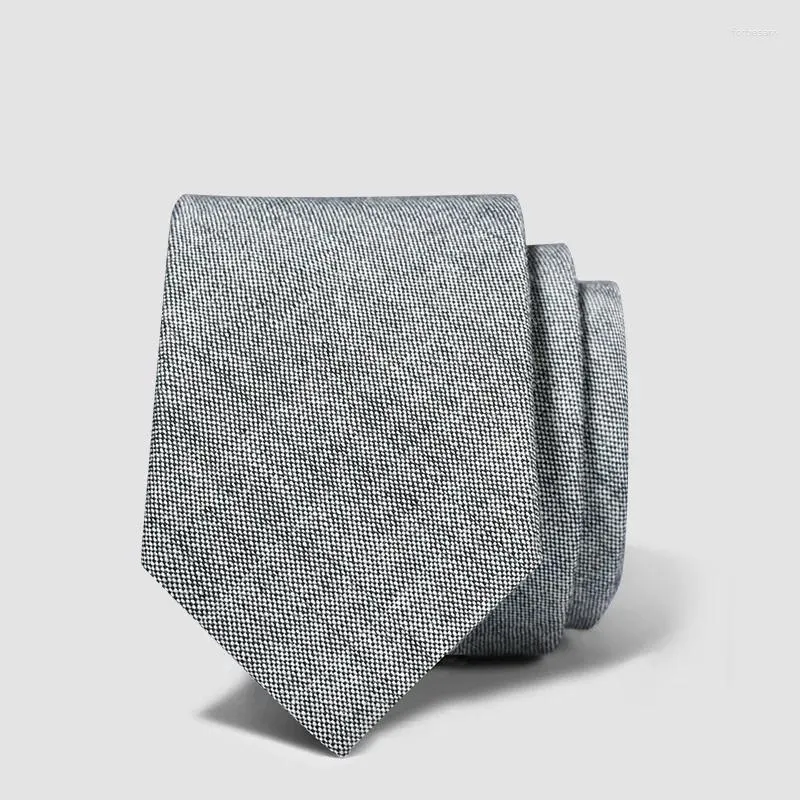 Bow Ties High Quality 2024 Luxury Men's Wool Tie 5,5 cm Fashion étroite Slim Fit Business Casual Grey Dark Stripe