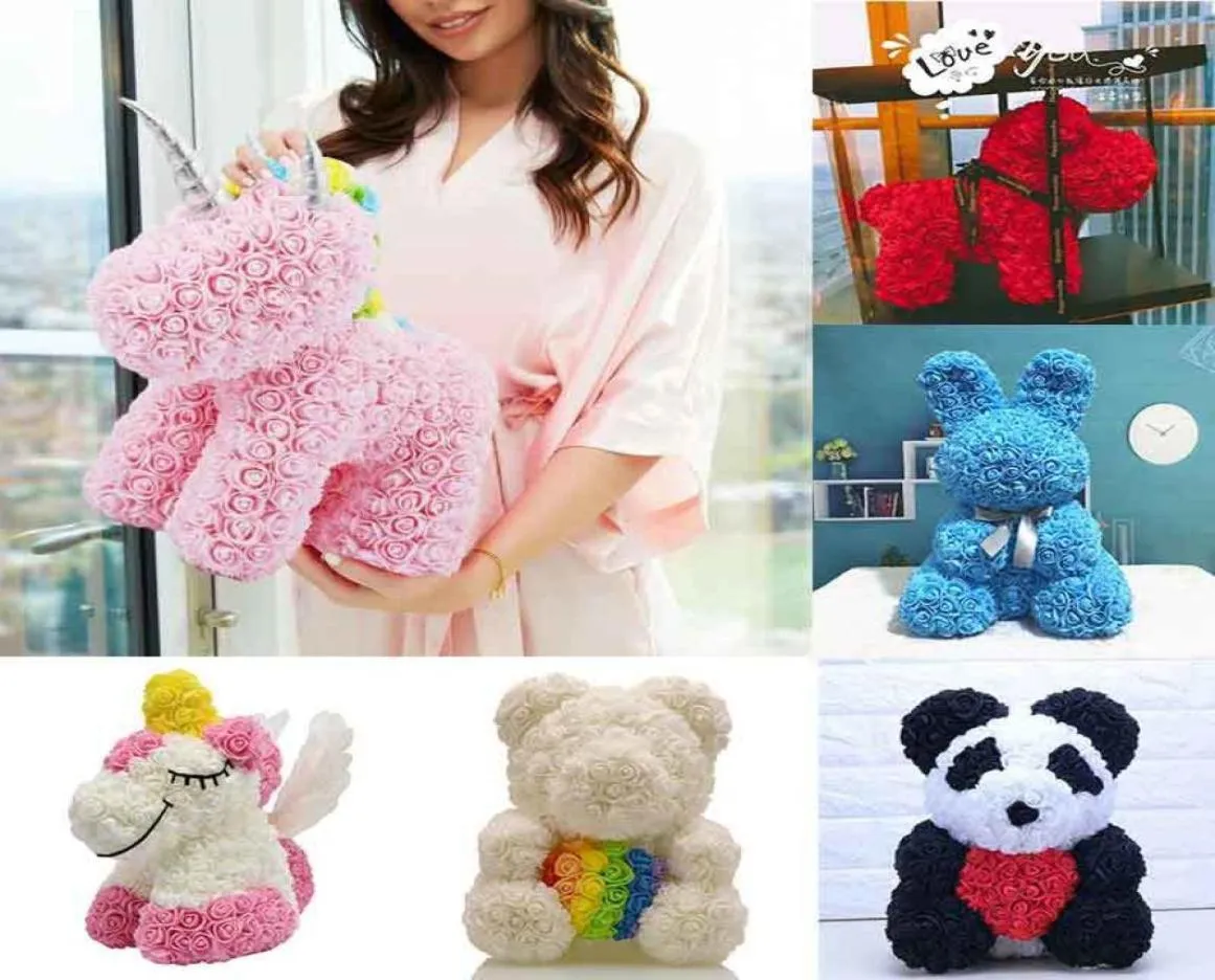 2020 Dog Panda Unicorn Teddy Bear Rose mydła Piana Flower sztuczna zabawka Birtthday Walentynki Prezenty świąteczne dla kobiet C019284499