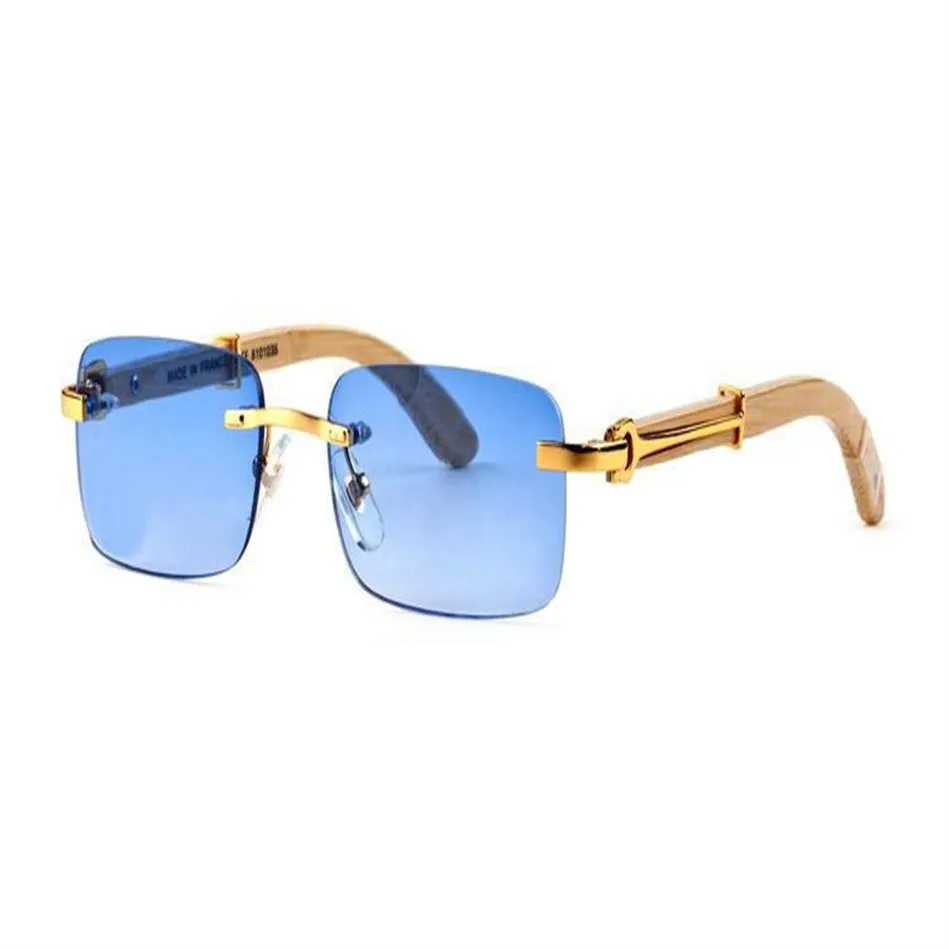 Nouveau Muti-Color Euro-Am C Luxury Unisexe Sunglasses UV400 Conception de jambe en bois légère sans bord