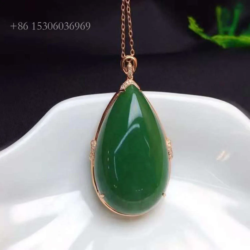 Bijoux vert sgarit en gros de bijoux en or de pierres précieuses naturelles 19x33 mm Forme de poire Néphrite Jade Pendant