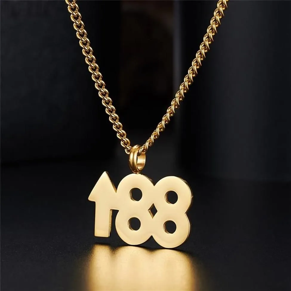 Collier en acier en titane mâle 88 Up Rising Pendentif Numéro simple Chaîne de bijoux unisexe