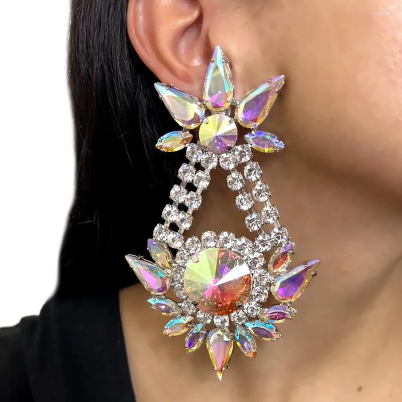 Orecchini a pennello ab un cristallo geometrico colorato unico per donne vintage festa di moda Accessori per decorazioni per gioielli Y2K