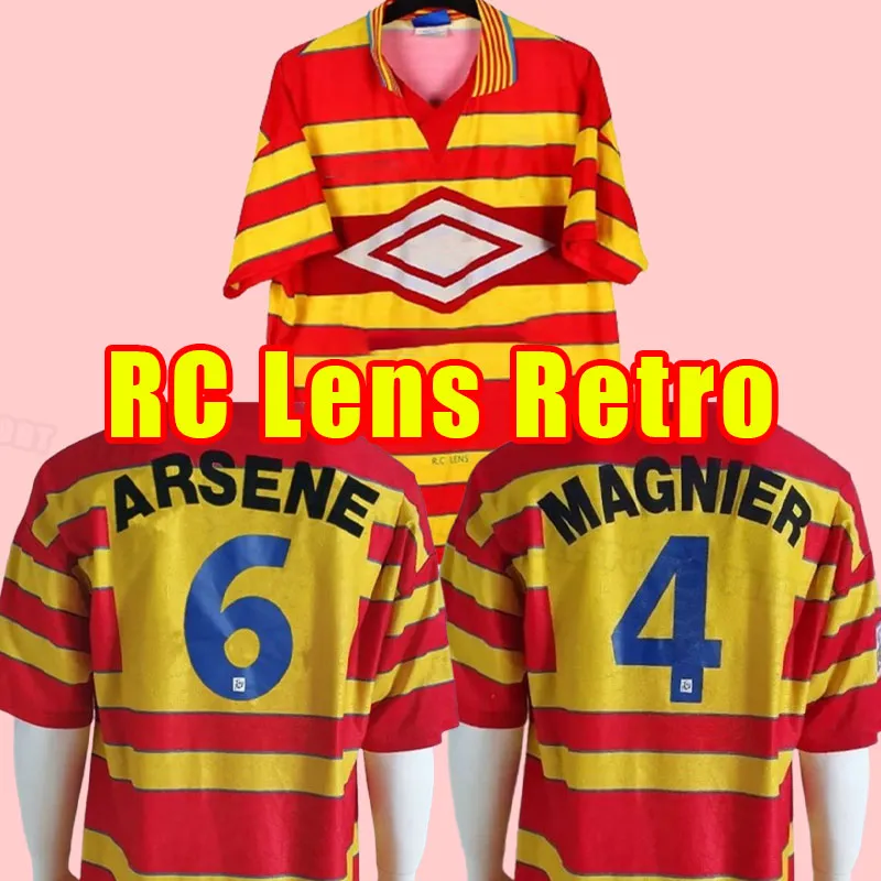 Maillots de Foot 97 98 Retro RC Lens Futbol Formaları 1997 1998 Lachor Magnier Klasik Vintage Futbol Gömlek Erkek Çocuklar Kit Futbol Futbol Ülke Evi Top Camisetas De Futbol