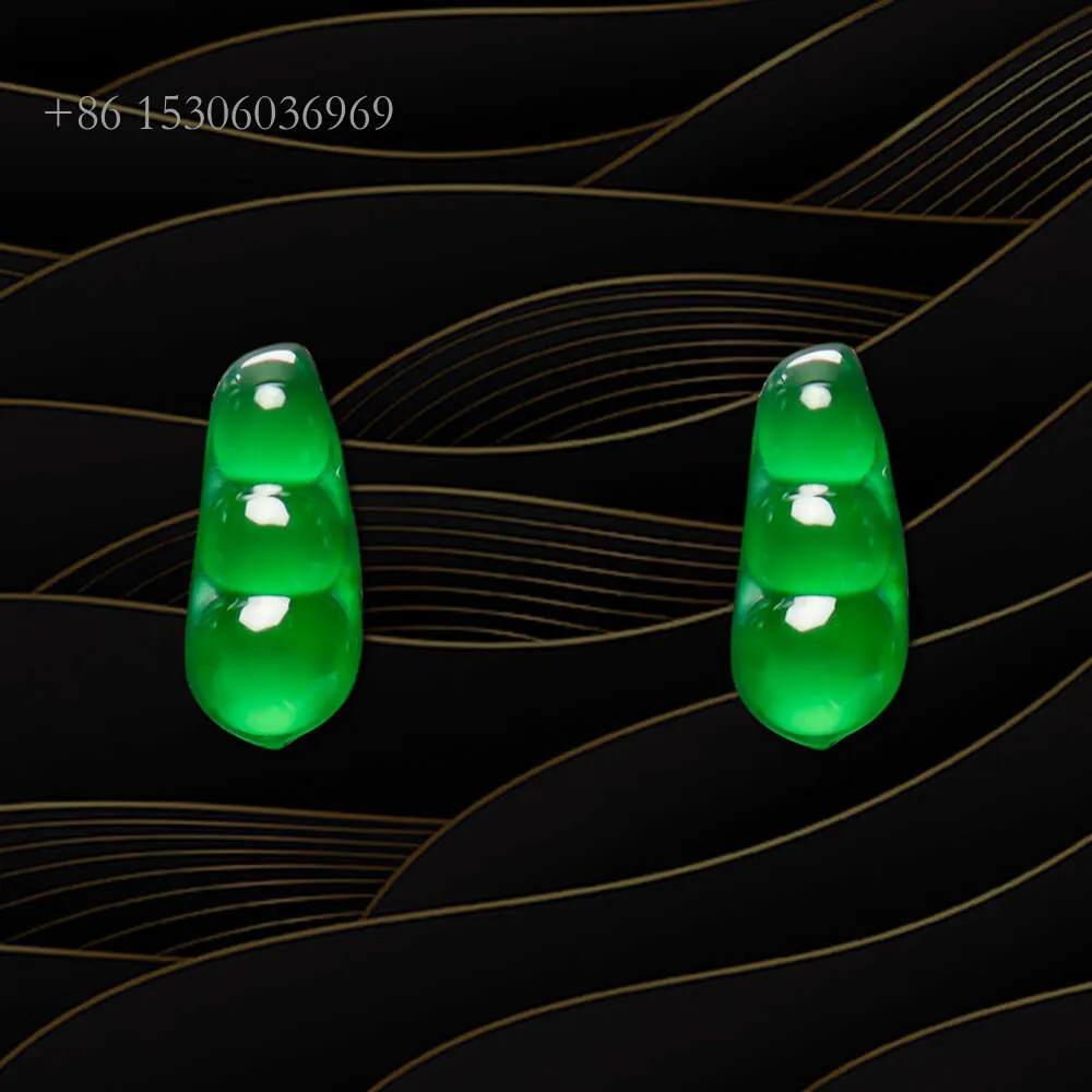 High Quality Rich Bean Jade Stone Jewelry Making Unique Natural Green Jadeite Loose Gem