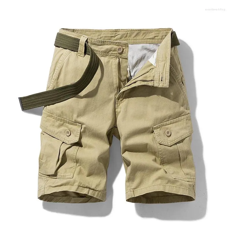 Heren shorts Summer Mens Cargo Casual Outdoor Ademend korte broek Streetwear Jogger jogger zweetbroek mannen knielengte geen riem