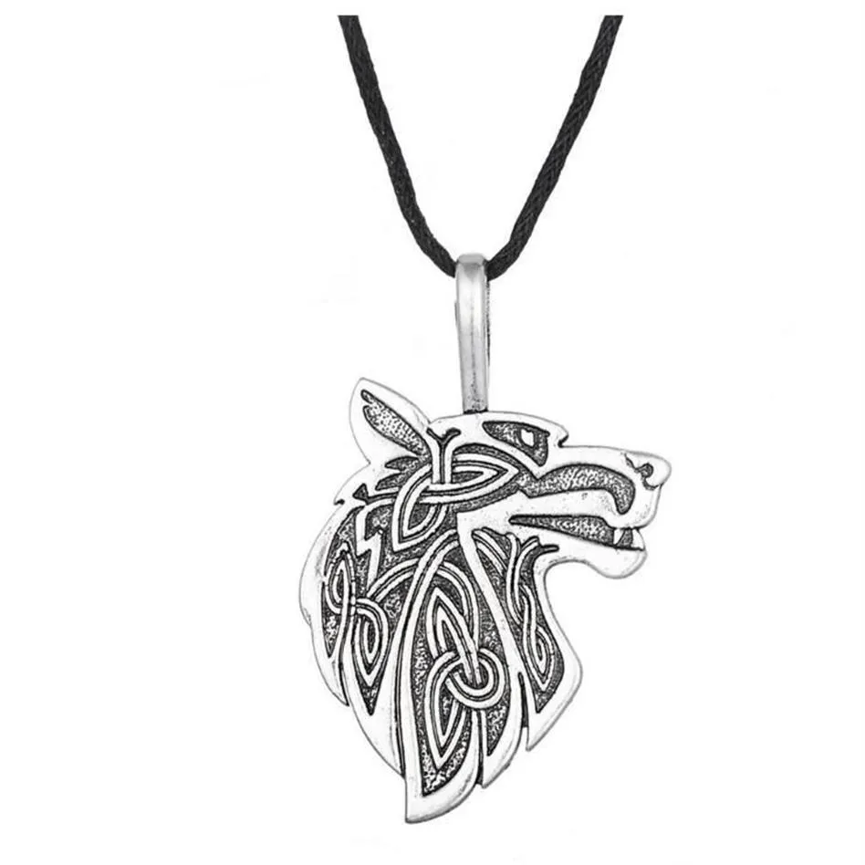 JF066 Viking Fashion Style Pagan Pendant Norse Hawk Amulet Fox Charm Wolf Head Naszyjnik dla mężczyzn347k