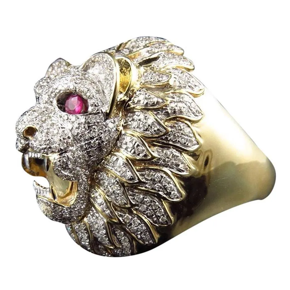 Joyas elegantes Joyas románticas elegantes anillos Men Moda Punk Estilo Punk Head Gold Gold Variet Natural Stone Ring Dship274e