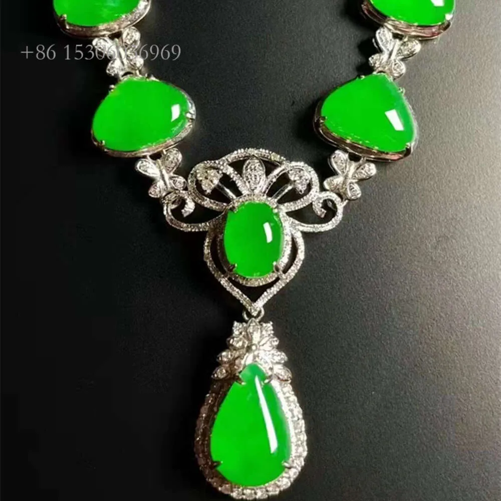 SGARIT WHITE Gold Natural Jade Distintivo Vintage Lindas Jóias Especiais de Colar Green para Mulheres