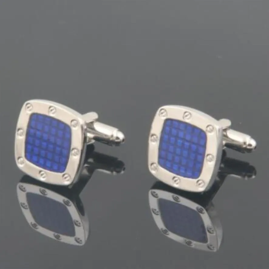 Luxury Audemais Plguet gemelli per camicia francese cuffink Silver Blue Octagon Cuff Button come sposo per matrimoni indossano gioielli C250J