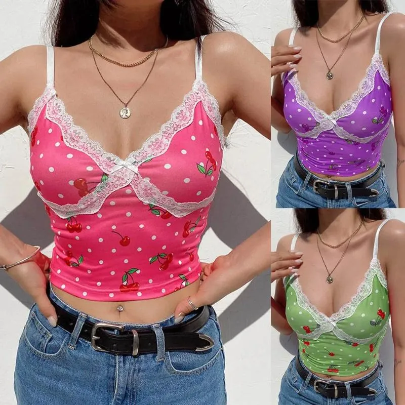 Kadın Tankları Moda Kadınlar Kolsuz Sıras Çilek Baskılı İnce Kısa Tank Tops Seksi Cosplay Baba