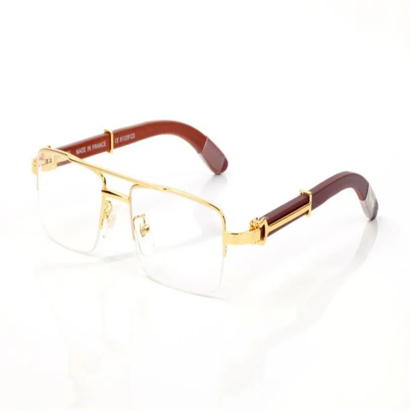 Newest new fashion sport Semi Rimless Plain Mirror Glasses Wood Bamboo Buffalo Horn Sunglasses For Men Lunettes Gafas With Origina285A