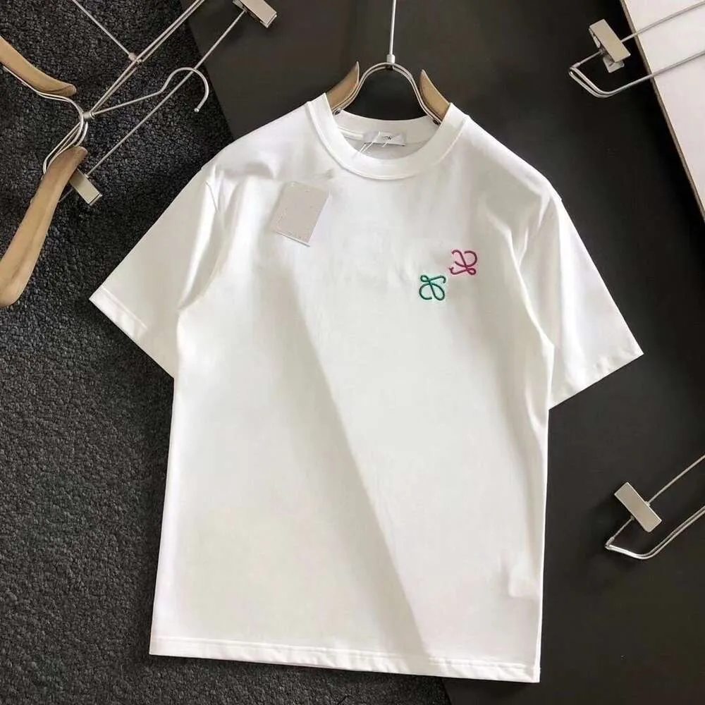 Mode kvinnors designer t-shirt män kvinnor broderi grafisk tee casual lös fast färg rund hals överdimensionerad storlek pullover bomull kortärmad tee