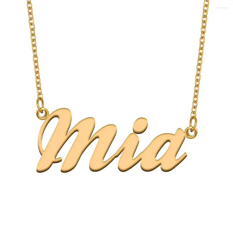 Pendant Necklaces Mia Name Necklace For Women Stainless Steel Jewelry Gold Plated Nameplate Chain Femme Mothers Girlfriend Gift