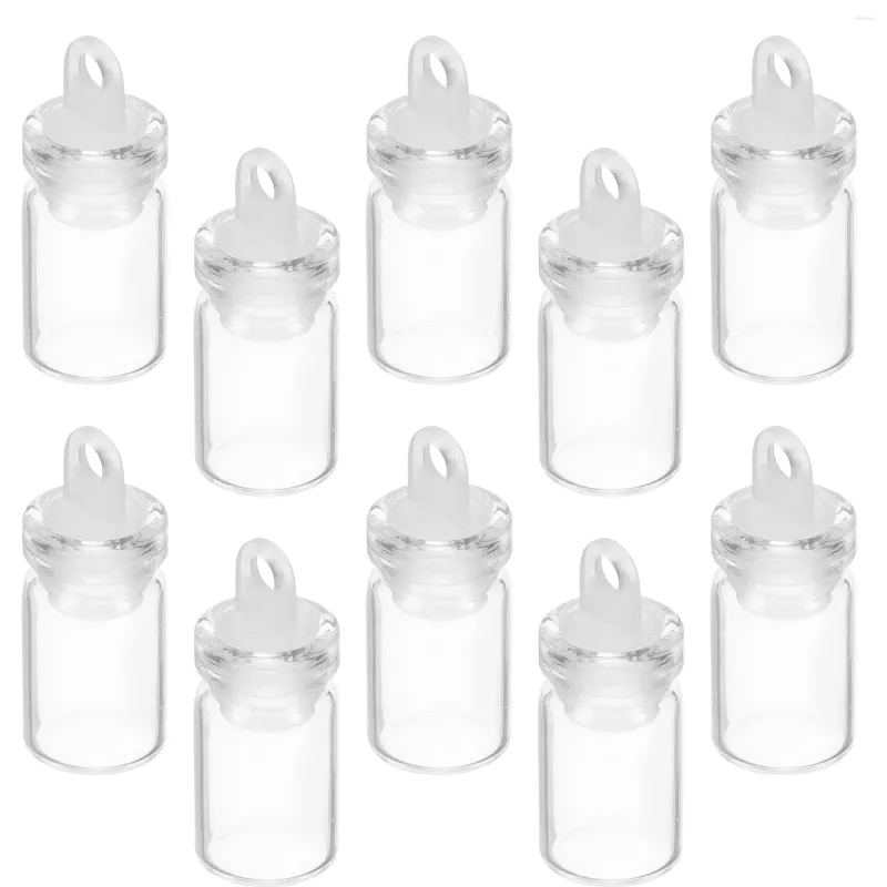 Vases 10 pièces pendentif souhaitant des pots de bouteilles avec couvercles petites mini bouteilles en verre en plastique petit bouchon