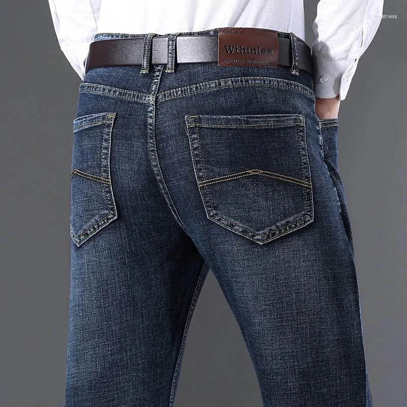 Jeans maschili alla moda gambe dritte elastic slim fit pantaloni a colori solidi business gentiluomo blu casual blu 28-40