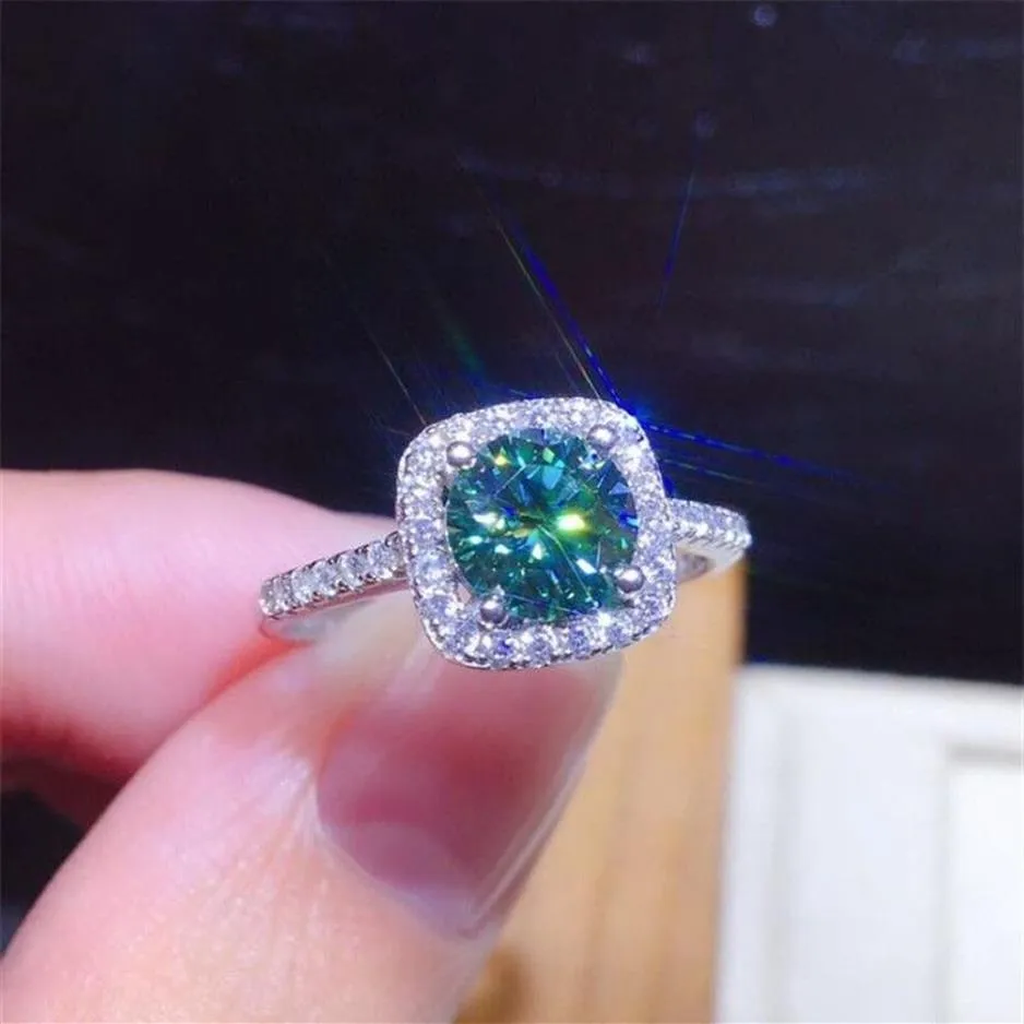 2CT Wedding Rings Luxury Jewelry 925 Sterling Silver Fill Round Cut Emerald Pave White Sapphire CZ Diamond Gemstones Women Party O273Z