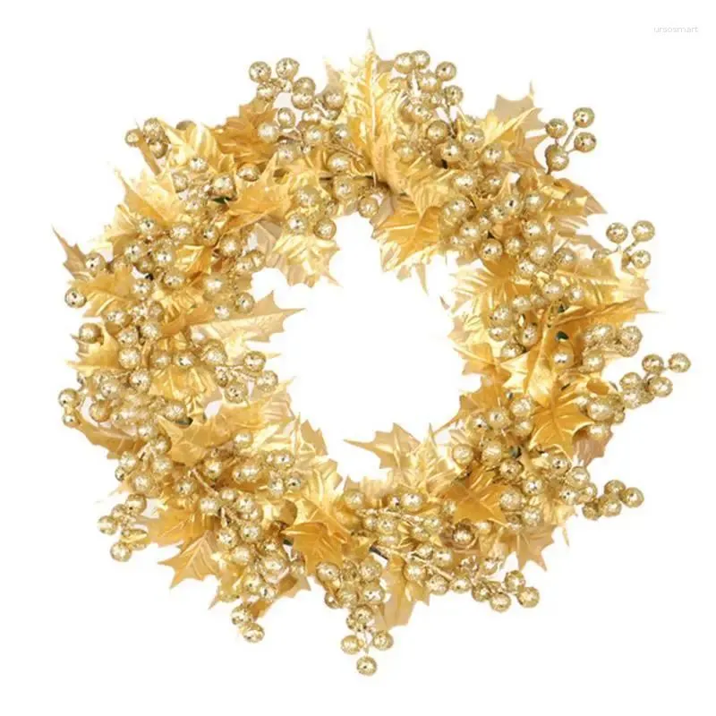 Fleurs décoratives Gold Christmas Couronne de balles 16 pouces Ornements à la maison Décorts de vacances Ornement de hangage fardeau des vacances
