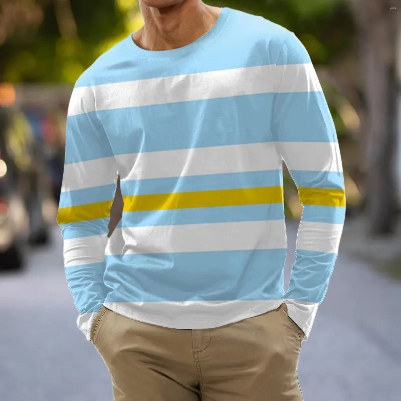 Men's T Shirts Mens Shirt Sports Striped Round Neck Long Sleeve Training Top Oversize Workout Tops Tees Male Exercise Breathable Pullovers