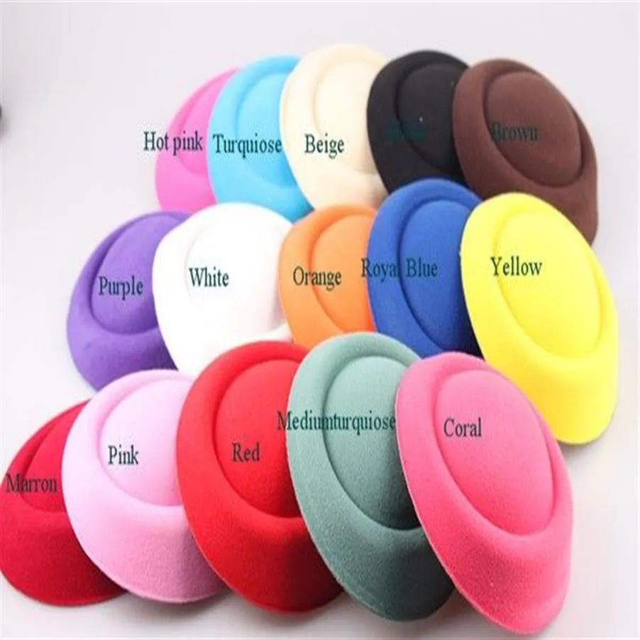 6 3 16cm 15 COLOR Miini Top Fascinator Hats Base Base Fedora Hat Clip Diy Accesorios para el cabello Sombreros 2307