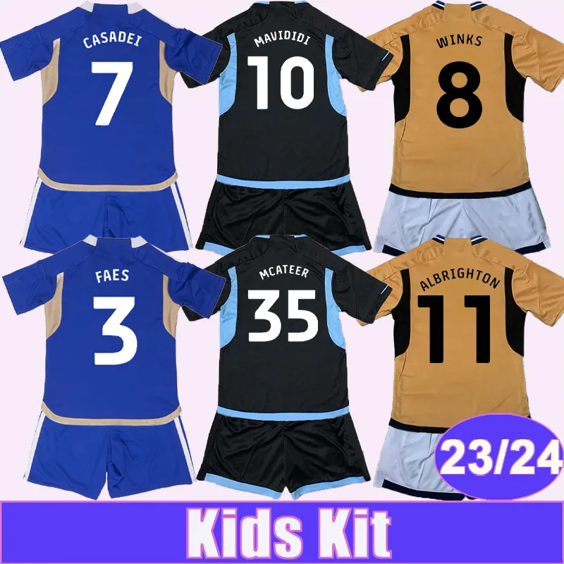 23 24 Doyle Justin Kids Kit Futbol Formaları Winks Coady Ricardo McAteer Vardy Mavididi Daka Evde 3. Futbol Gömlekleri Kısa Kol Üniformaları