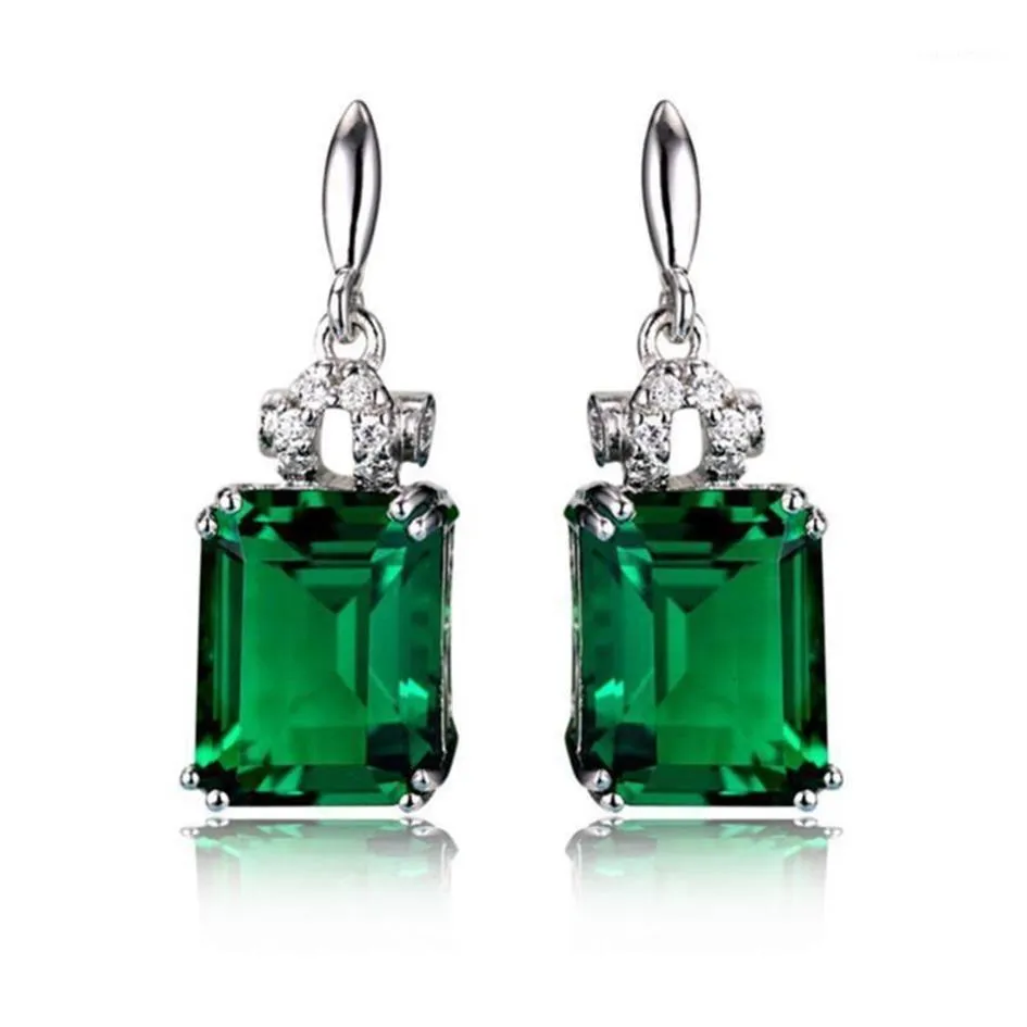 Silver Color 925 Emerald Jewelry Earrings for Women Peridot Mystic Jade Bizuteria Gemstone Garnet Emerald Drop Earrings Female12128