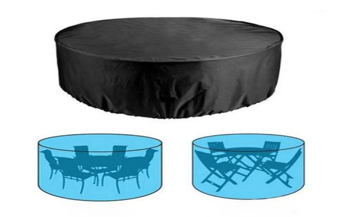 Rund bord täcke vattentät utomhus uteplats trädgårdsmöbler täcker regn snöstolskydd för soffa bordsstol dammsäker täckning18709584